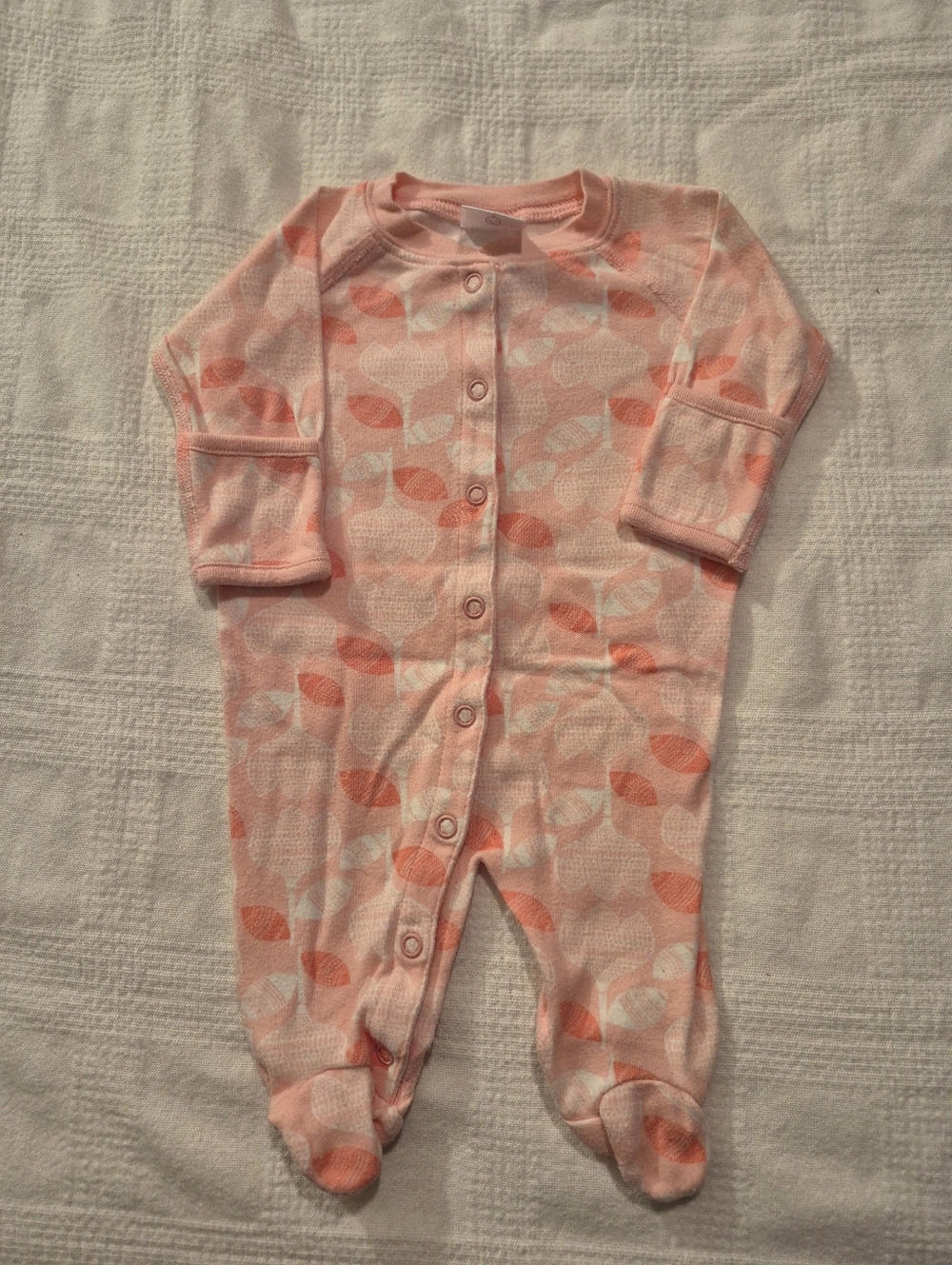 Hanna Andersson girls size Newborn snap up footie sleeper pink & white GUC